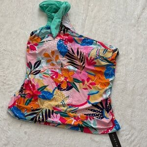Colorful One-Shoulder swimsuit top